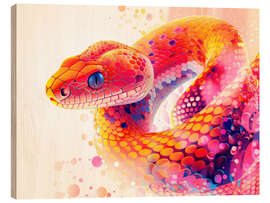 Holzbild Buntes Schlangenreptil