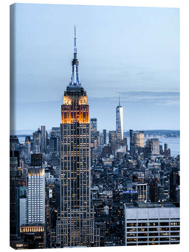 Stampa su tela Empire State Building in the evening light, New York City