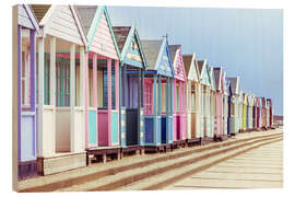 Cuadro de madera Vibrant Beach Huts - Assaf Frank