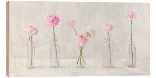 Puutaulu Ranunculus in Glass Bottles