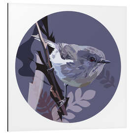 Obraz na aluminium Grey warbler on purple circle background