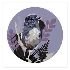 Wall print Robin small bird on Circle background - Anna McKay