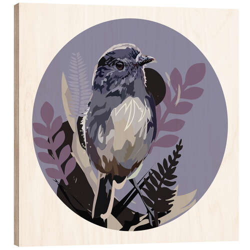 Obraz na drewnie Robin small bird on Circle background