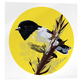 Acrylglasbild Meise auf gelbem Kreis - Anna McKay