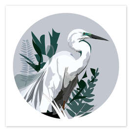 Wall print Heron on Silver Background - Anna McKay