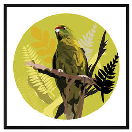 Gerahmter Kunstdruck Sittich auf Grün