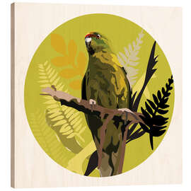 Obraz na drewnie Parakeet on Green circle