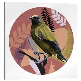 Galleritryk Bellbird on pink patterned circle