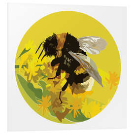 Hartschaumbild Hummel auf gelbem Kreis