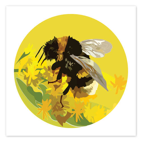 Poster Bumblebee on Yellow Circle