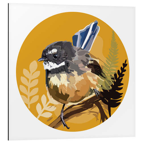 Obraz na aluminium Fantail on Bright Orange Circle