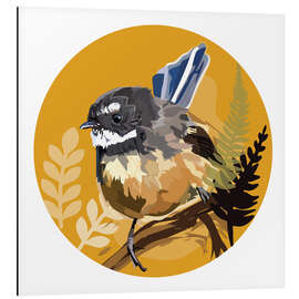 Obraz na aluminium Fantail on Bright Orange Circle