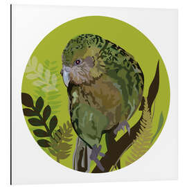 Obraz na aluminium Kakapo Parrot on Bright Green Circle - Anna McKay