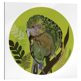 Galleritryk Kakapo Parrot on Bright Green Circle