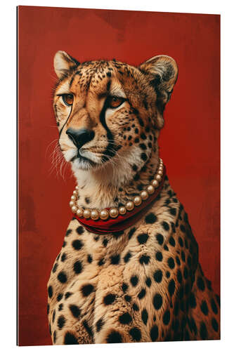 Stampa su plexi-alluminio Cheetah with pearl necklace