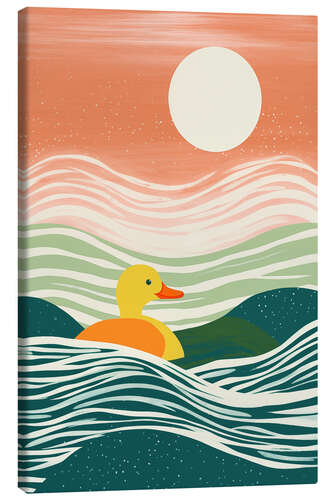 Canvas print Rubber duck on a sea voyage