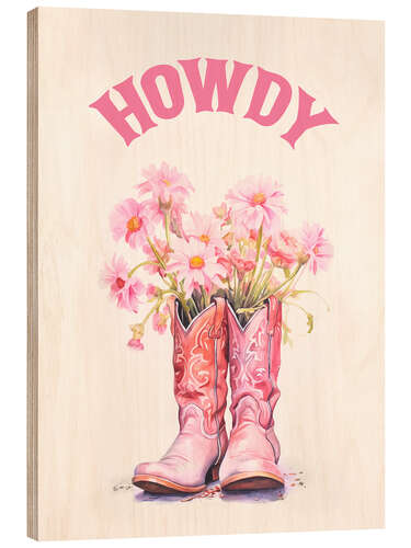 Quadro de madeira Western Boots Howdy