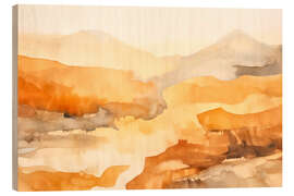Wood print Watercolor Landscape Abstract II