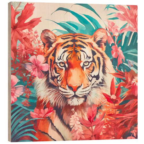 Holzbild Dschungelparadies des Tigers