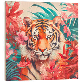 Quadro de madeira Tigers Jungle Paradise