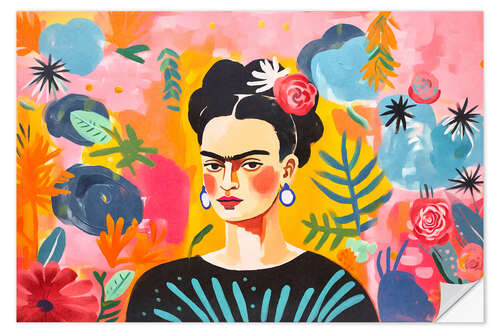 Muursticker Frida Kahlo artist portrait II
