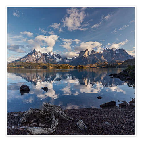 Poster See vor dem Torres del Paine in Patagonien