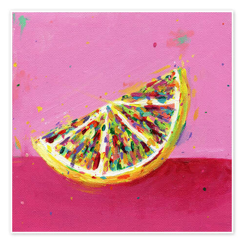 Poster Lemon Slice on pink