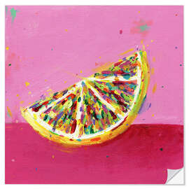 Vinilo para la pared Lemon Slice on pink - Dawn Underwood