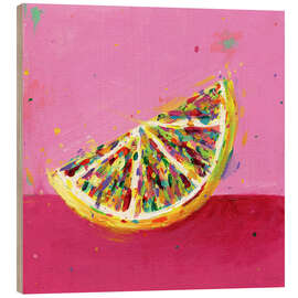 Cuadro de madera Lemon Slice on pink