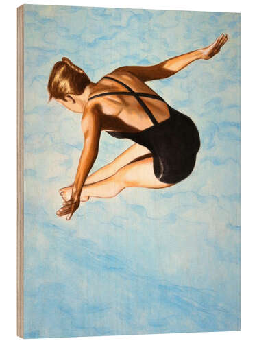 Wood print High Diver with Black Swimsuit