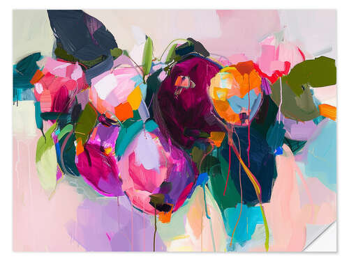 Muursticker Abstract Peonies