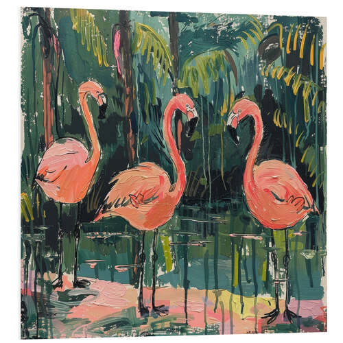 PVC-tavla Three flamingos