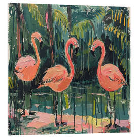 PVC-tavla Three flamingos