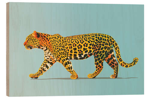 Tableau en bois Leo on Blue