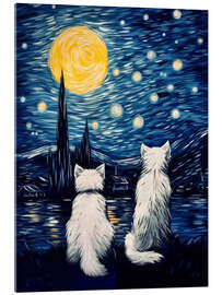 Akrylbilde Two cats in a starry night