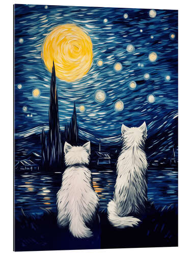 Gallery print Two cats in a starry night