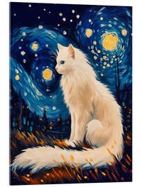 Akrylbilde White cat in the starry night - Frank Daske