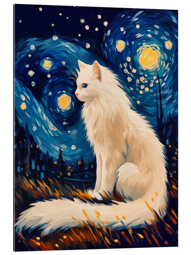 Gallery print White cat in the starry night