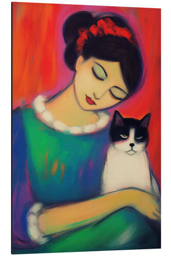 Alubild Portrait mit Katze