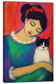 Canvas-taulu Portrait with cat - Frank Daske