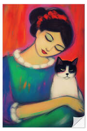 Wandsticker Portrait mit Katze