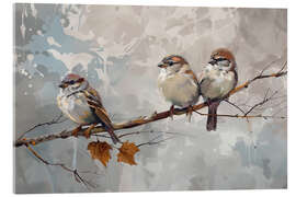 Obraz na szkle akrylowym Three cute sparrows - Frank Daske