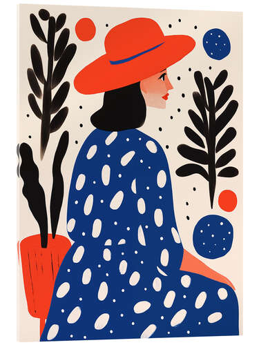 Acrylic print Boho woman with red hat