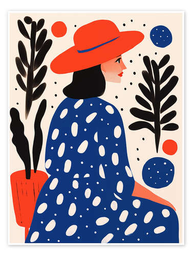 Poster Boho woman with red hat