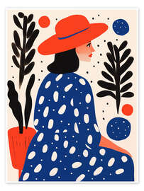 Juliste Boho woman with red hat