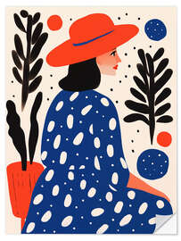 Naklejka na ścianę Boho woman with red hat