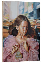 Wood print The girl with three clocks