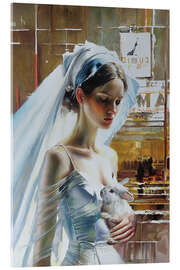 Quadro em acrílico Sad bride with white rabbit - Simona Zecca