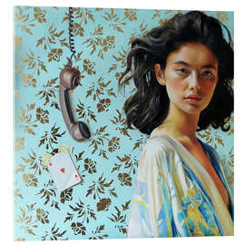 Acrylglasbild Frau in Kimono und Herz-Ass - Simona Zecca