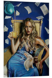 Hartschaumbild Teenager Alice im Wunderland trinkt Tee mit Märzhase